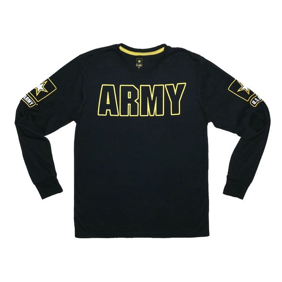 Vtg Rare Men's U.S. Army Black & Yellow Hollow Graphic Long-Sleeve Shirt Sz M - Picture 1 of 8